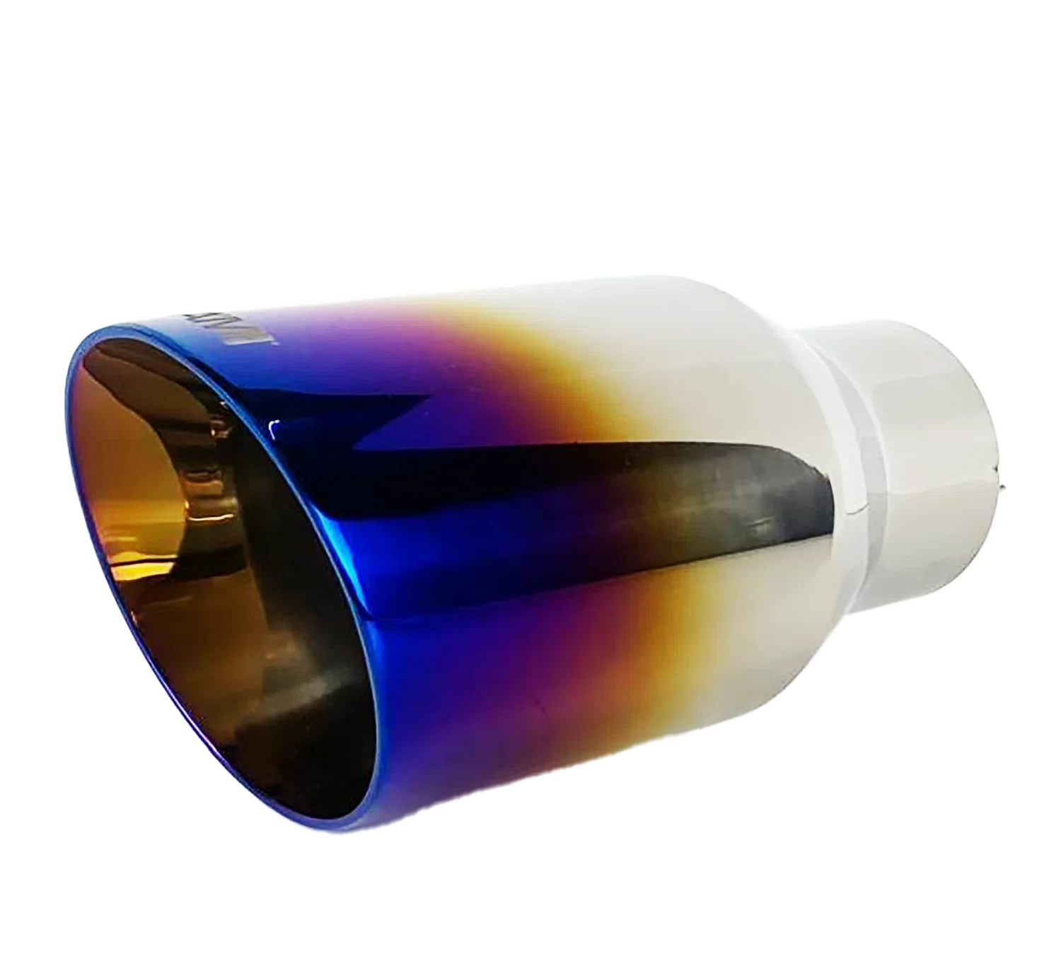 2.25_ ID_3.5_ OUT_7_ Single Round Double Wall Slant Cut Exhaust Tip-Blue NT-2379
